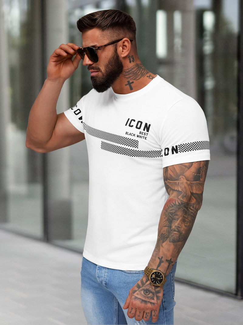 Camiseta de hombre blanco OZONEE JS/8B1701/1