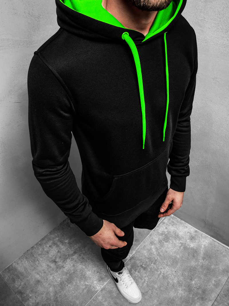 Sudadera de hombre negro-verde OZONEE JS/2011Z