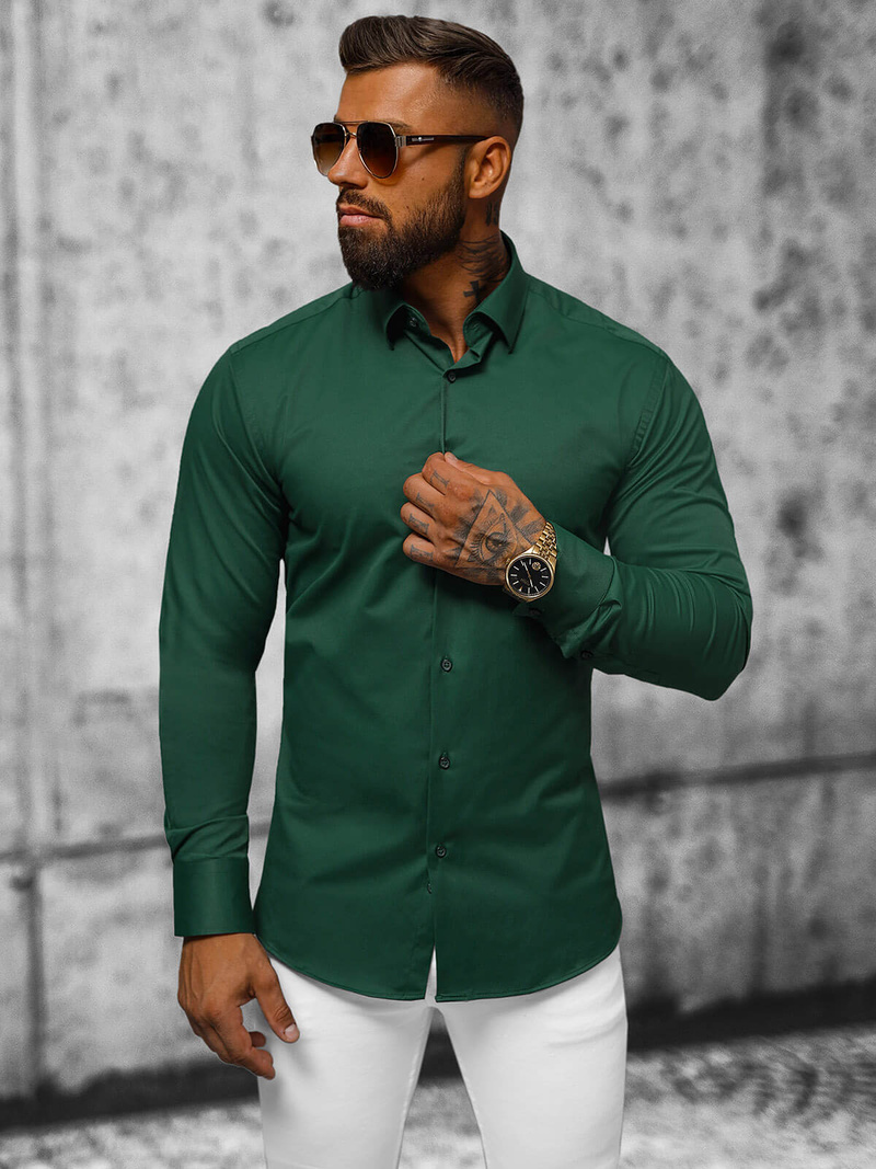 Camisa de hombre verde OZONEE O/V66