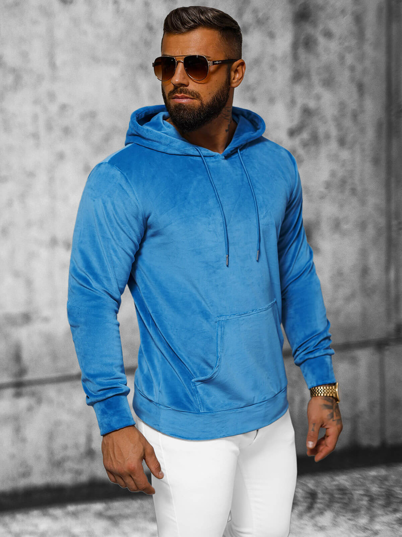 Sudadera velour de hombre azul OZONEE JS/8B1170/17