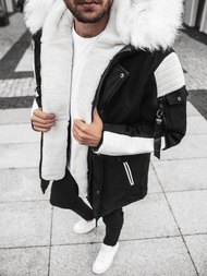Chaqueta de invierno de hombre negro-blanca OZONEE O/5832Z