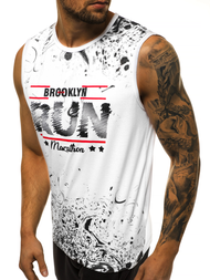 Camiseta sin mangas de hombre blanco OZONEE JS/KS2075