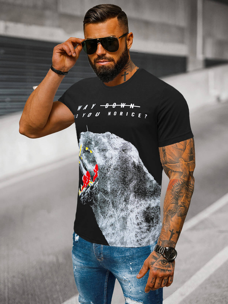 Camiseta de hombre negra OZONEE O/T127/3Z