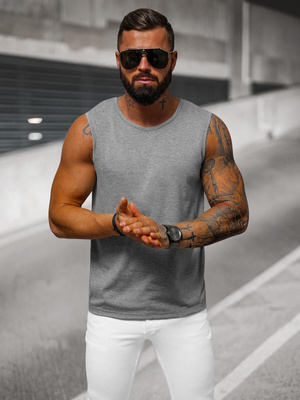 Camiseta sin mangas de hombre grafito OZONEE JS/99001Z