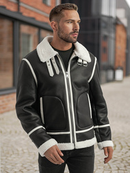 Chaqueta de cuero de hombre negra OZONEE JS/11Z8270