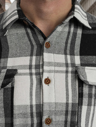 Camisa de hombre negro-blanca OZONEE NB/MC728N/3Z