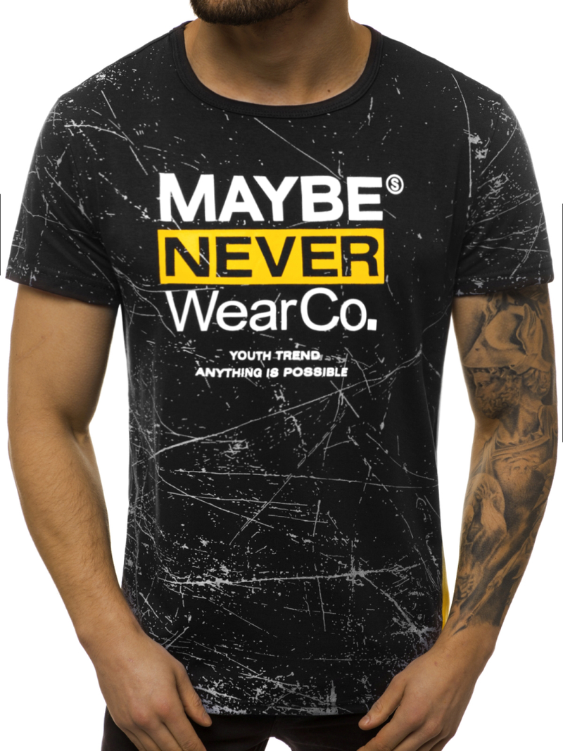 Camiseta de hombre negra OZONEE JS/SS10915