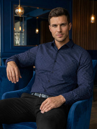 Camisa de hombre azul marino OZONEE V/V181Z