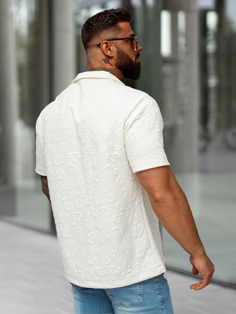 Camisa de hombre con manga corta crudo OZONEE O/B2258