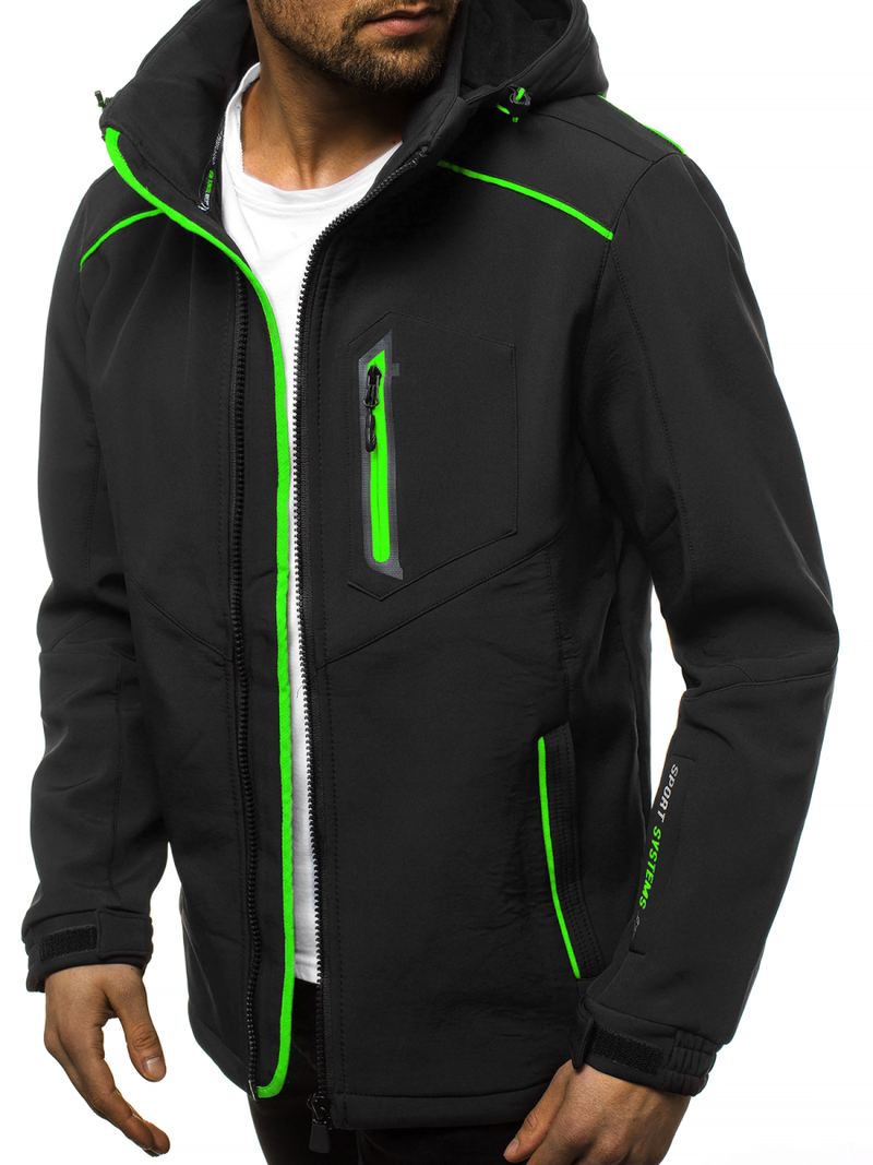 Chaqueta de hombre negra-verde OZONEE GE/12259