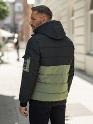 Chaqueta de invierno de hombre negro-verde OZONEE JS/31M5083/136