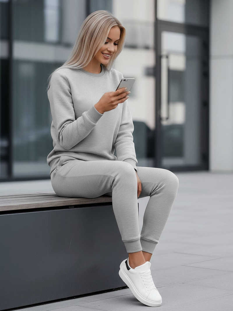 Conjunto de chándal de dos piezas gris OZONEE JS/CKW01