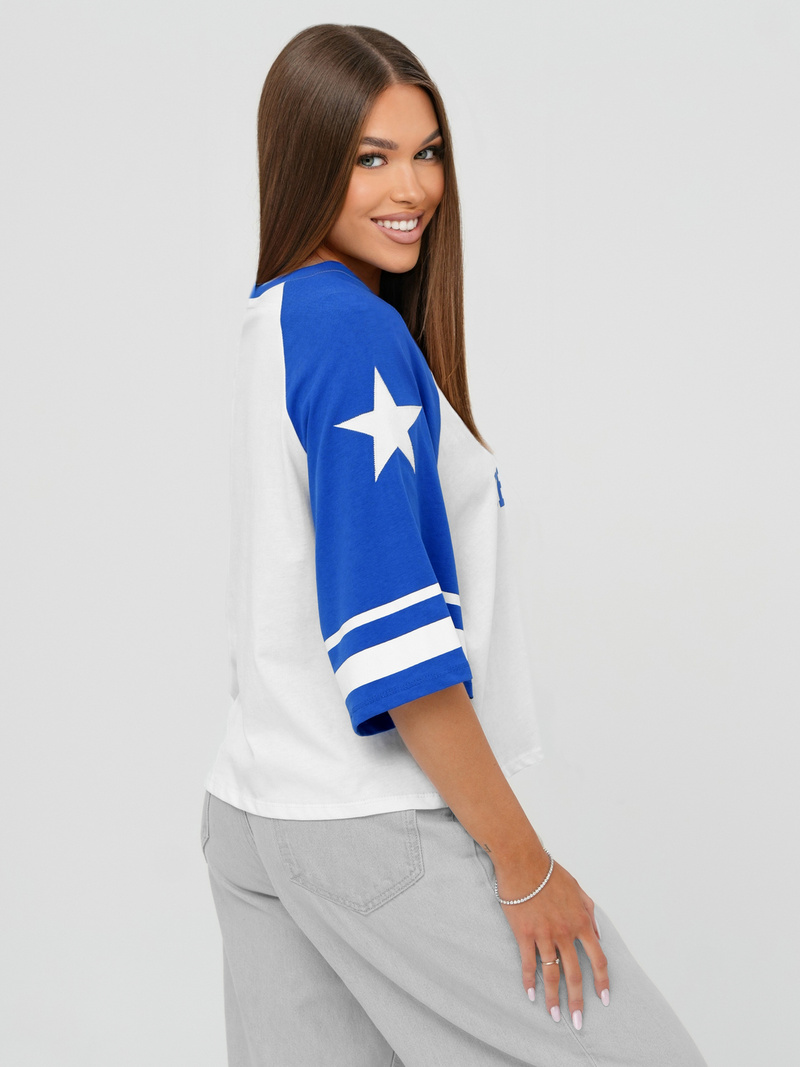 Camiseta de mujer blanco-azul OZONEE JS/R62493