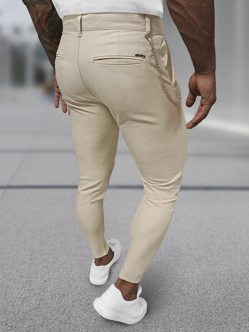 Pantalón chino de hombre beige OZONEE DJ/3300