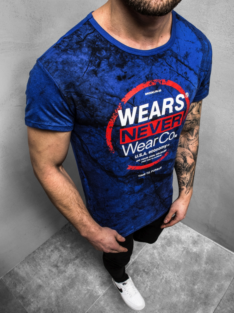 Camiseta de hombre azul OZONEE JS/SS10925Z