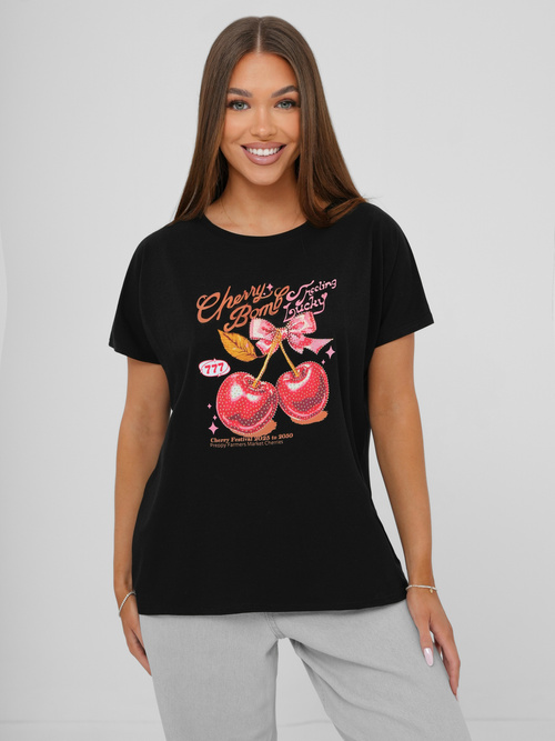 Camiseta de mujer negra OZONEE JS/95T2568/3