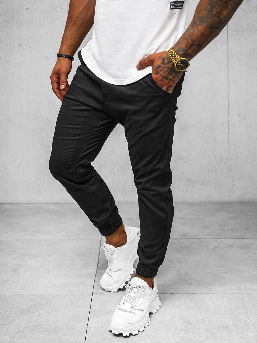 Pantalon chino jogger de hombre negras OZONEE O 399 OZONEE