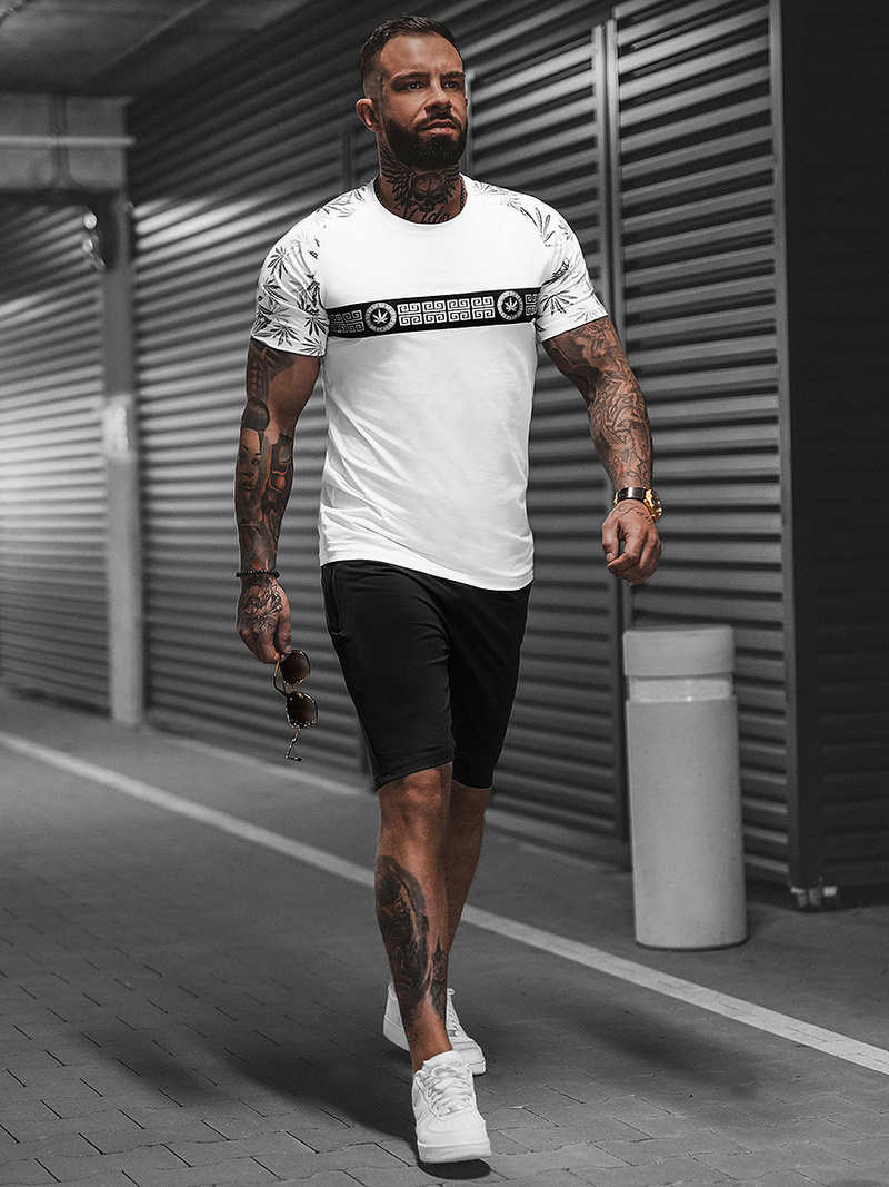 Chándal de hombre blanco-negro OZONEE O/HM760Z