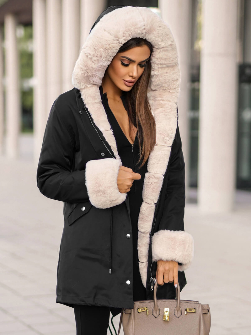 Chaqueta de mujer en negra OZONEE JS/M763/392Z