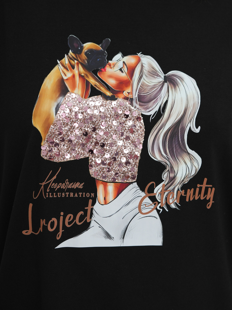 Camiseta de mujer negra OZONEE JS/95T2575/3