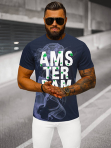 Camiseta de hombre azul marino OZONEE O/T128/25