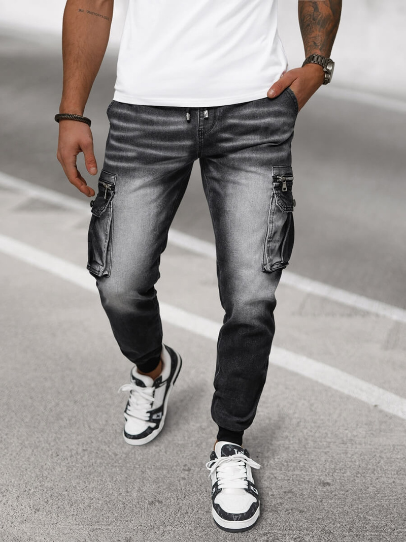 Vaqueros jogger de hombre negras OZONEE NB/MP0108N