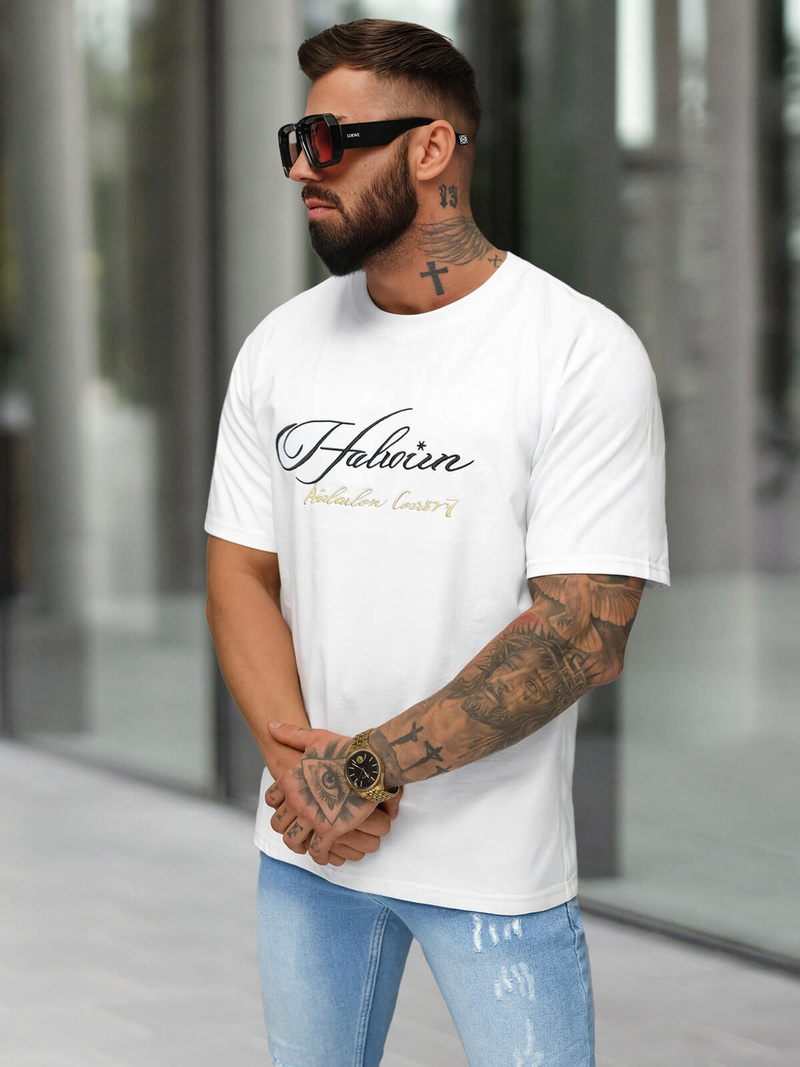 Camiseta de hombre blanco OZONEE O/YN2/632
