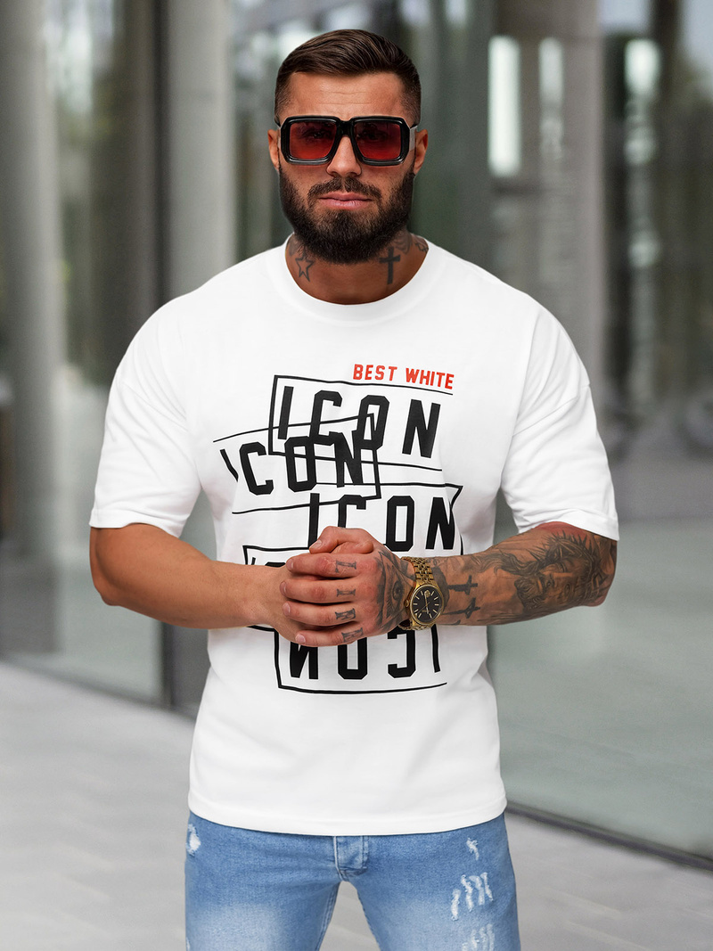 Camiseta de hombre blanco OZONEE JS/8B1366/1