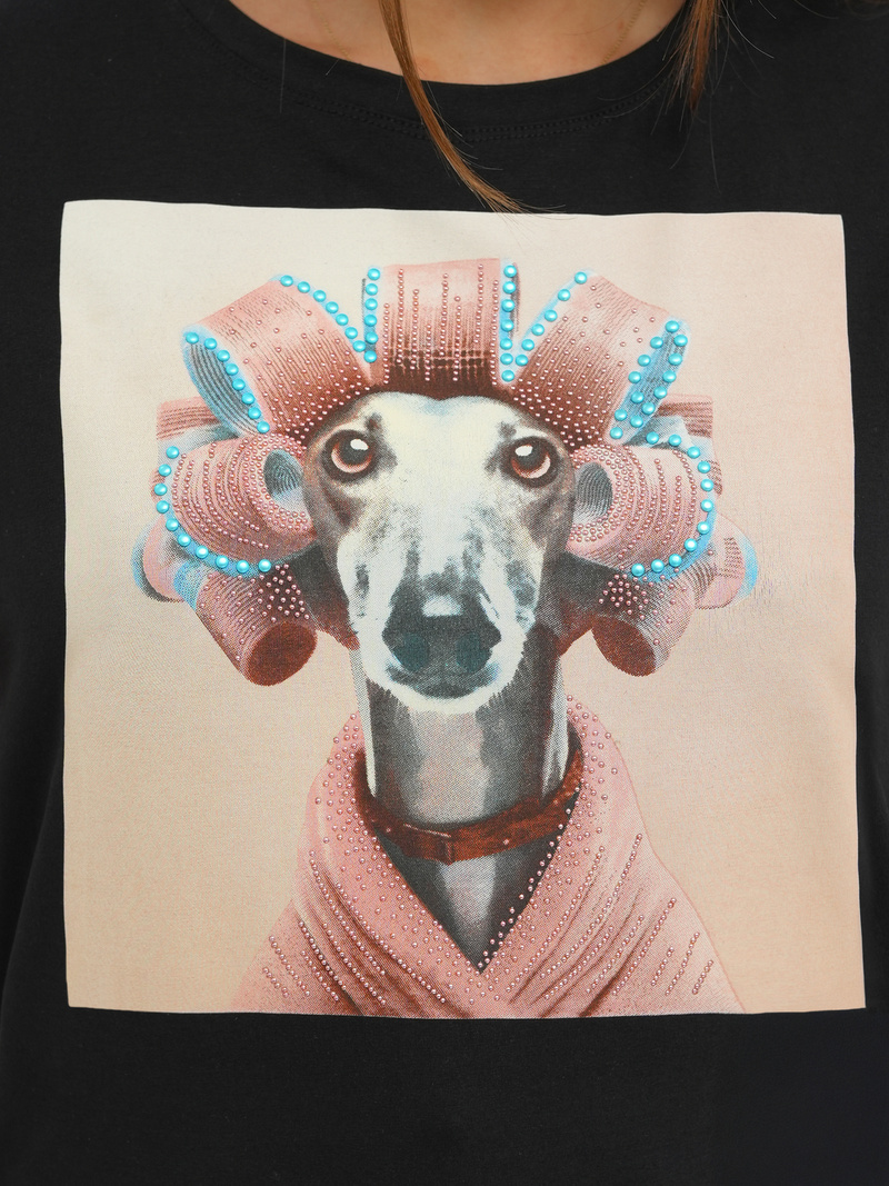 Camiseta de mujer negro-rosa OZONEE JS/YJ77726