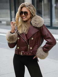 Chaqueta de cuero para mujer burdeos OZONEE JS/61M8512/6