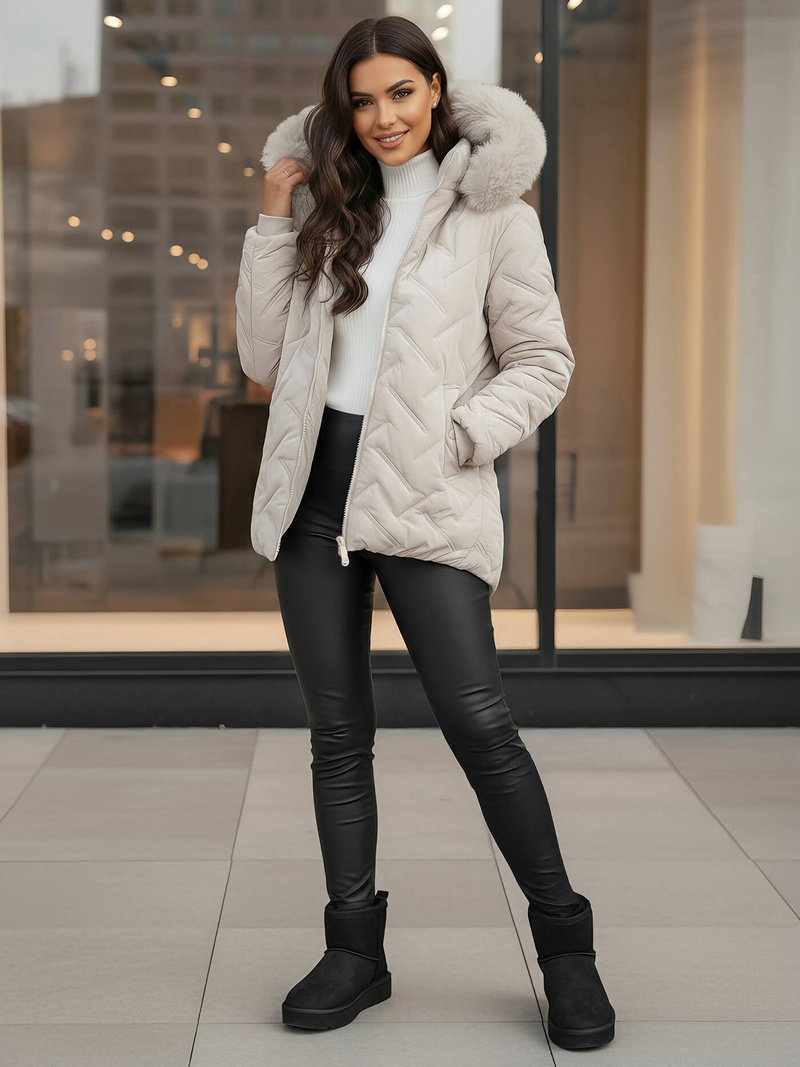 Chaqueta de mujer gris-clara OZONEE JS/16M9296/280Z