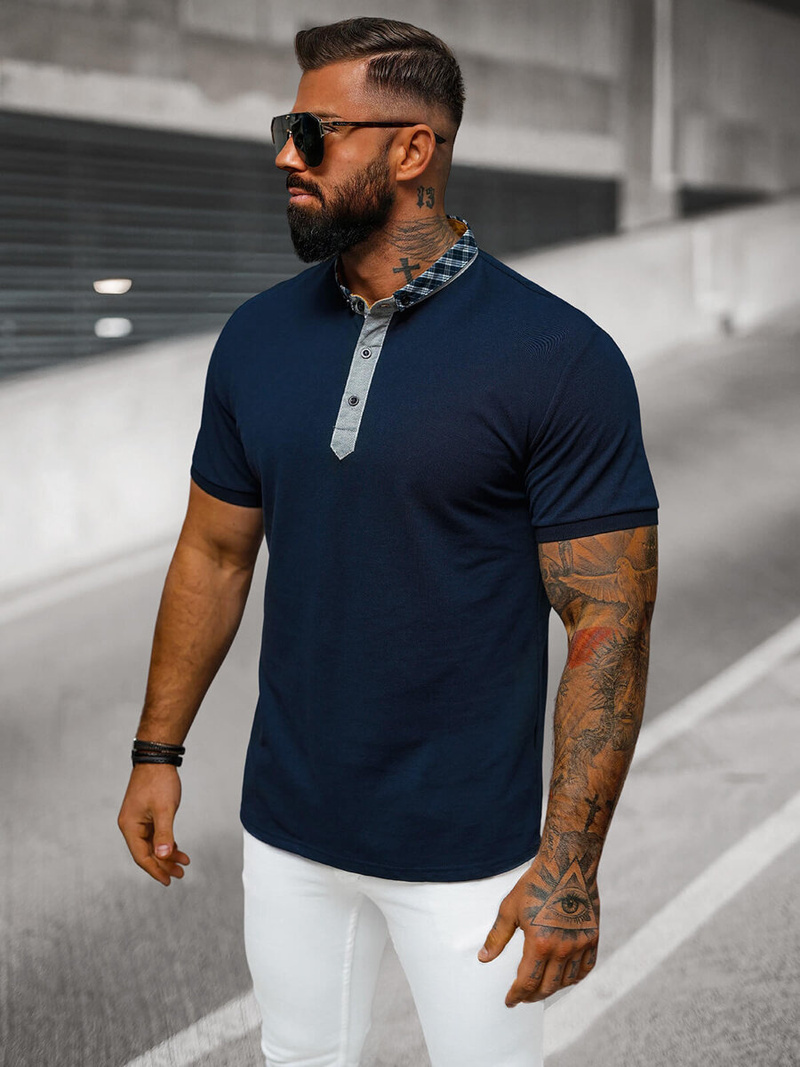 Polo de hombre azul marino OZONEE O/DA803