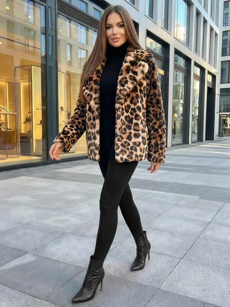 Chaqueta de mujer beige-marrón OZONEE JS/61M8500/158Z