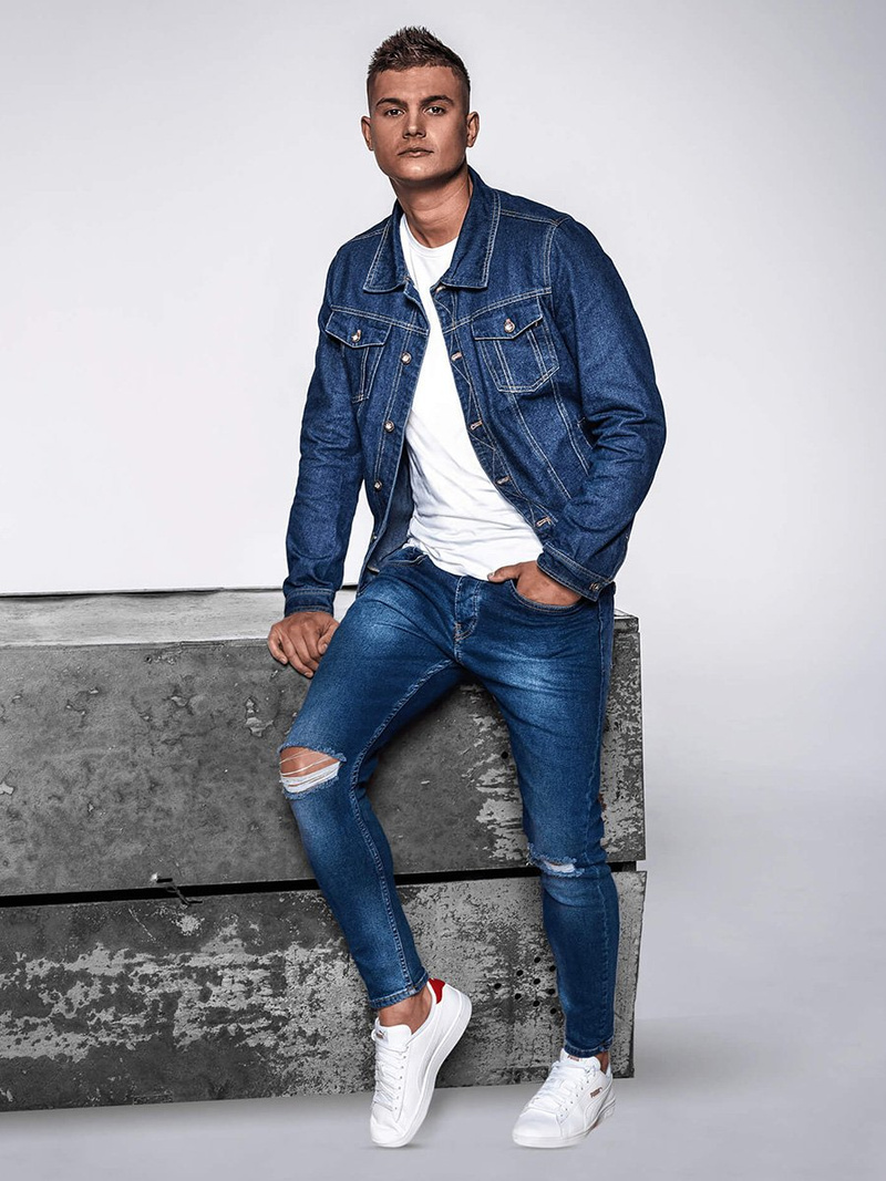 Chaqueta vaquera de hombre azul OZONEE JB/JP1110