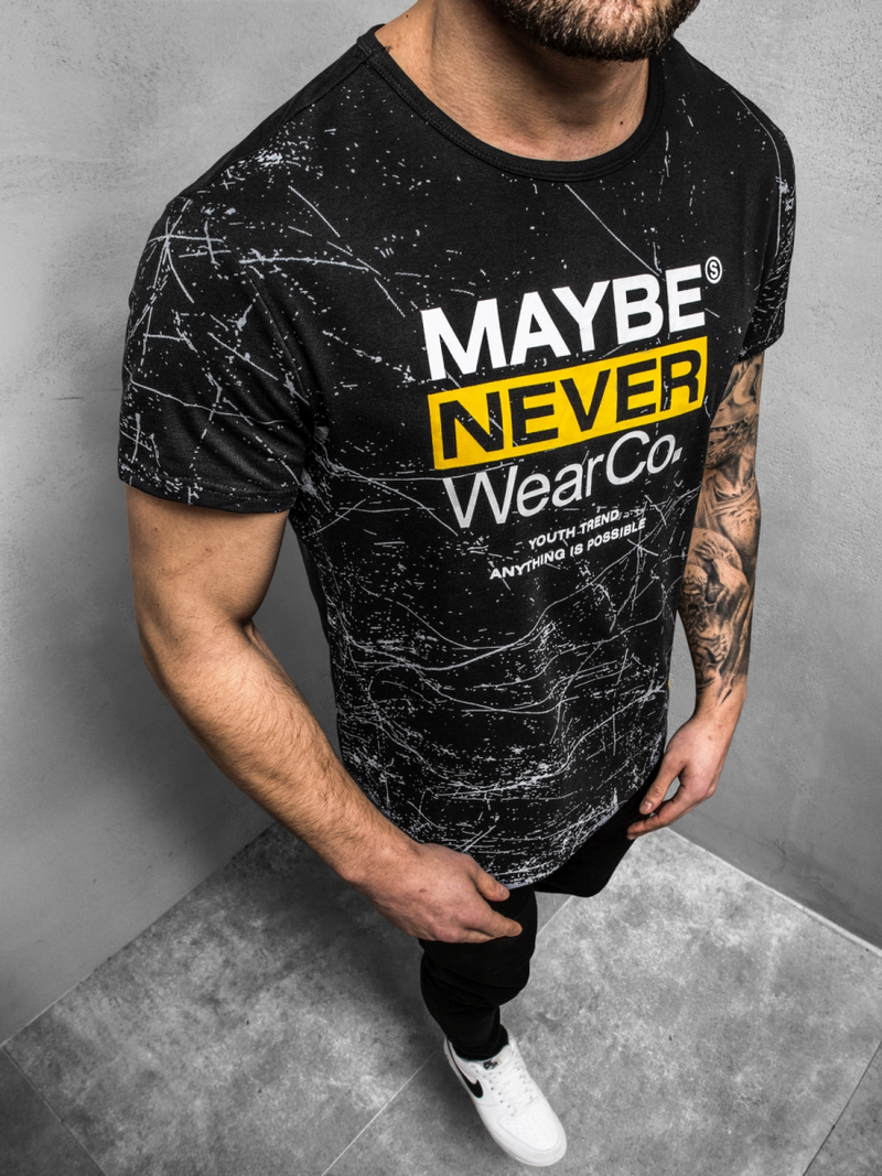 Camiseta de hombre negra OZONEE JS/SS10915Z