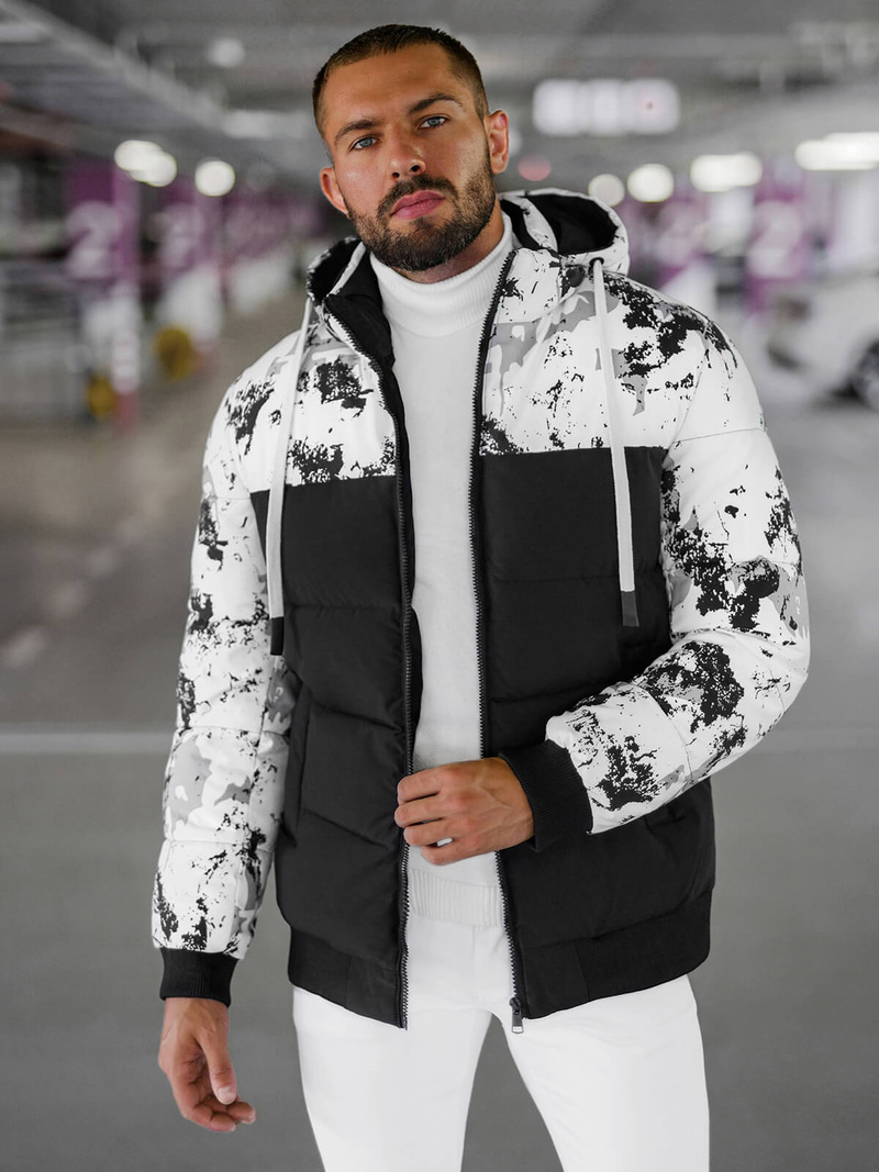 Chaqueta de invierno de hombre blanco-negro OZONEE JS/31M5030/392Z