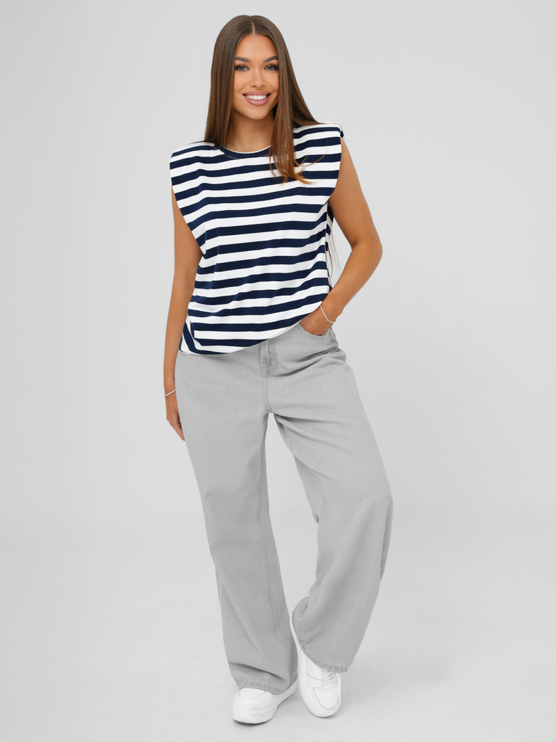 Camiseta de mujer blanco-azul marino OZONEE JS/R61670