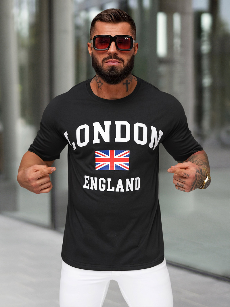 Camiseta de hombre negra OZONEE JS/8B1373/3