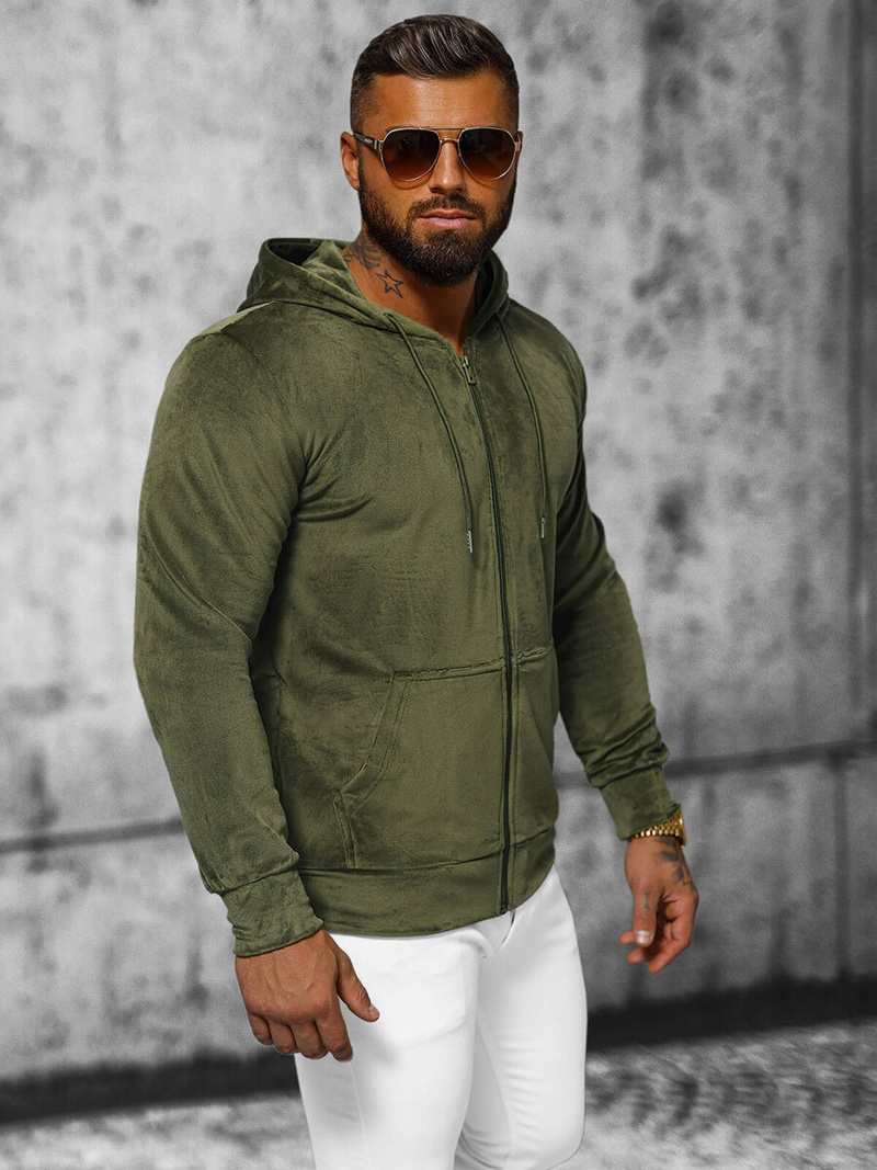 Sudadera velour de hombre caqui OZONEE JS/8B1168/29