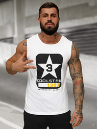 Camiseta sin mangas de hombre blanca OZONEE JS/8B1719/1Z