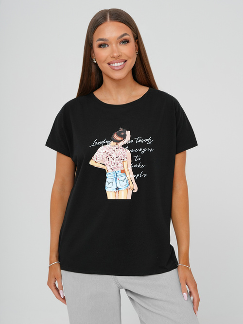 Camiseta de mujer negra OZONEE JS/95T2573/3