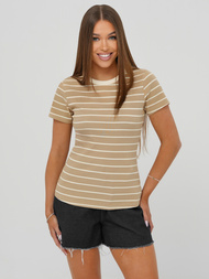 Camiseta de mujer beige OZONEE JS/96T659/6