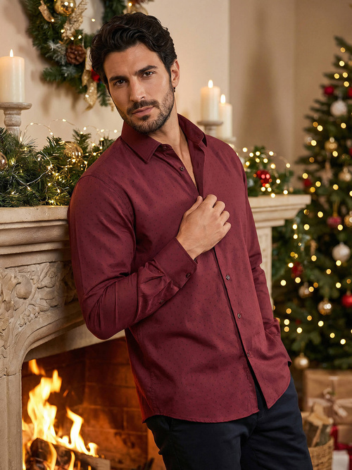 Camisa de hombre burdeos OZONEE V/V182Z