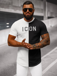 Camiseta de hombre blanco-negro OZONEE O/7776T