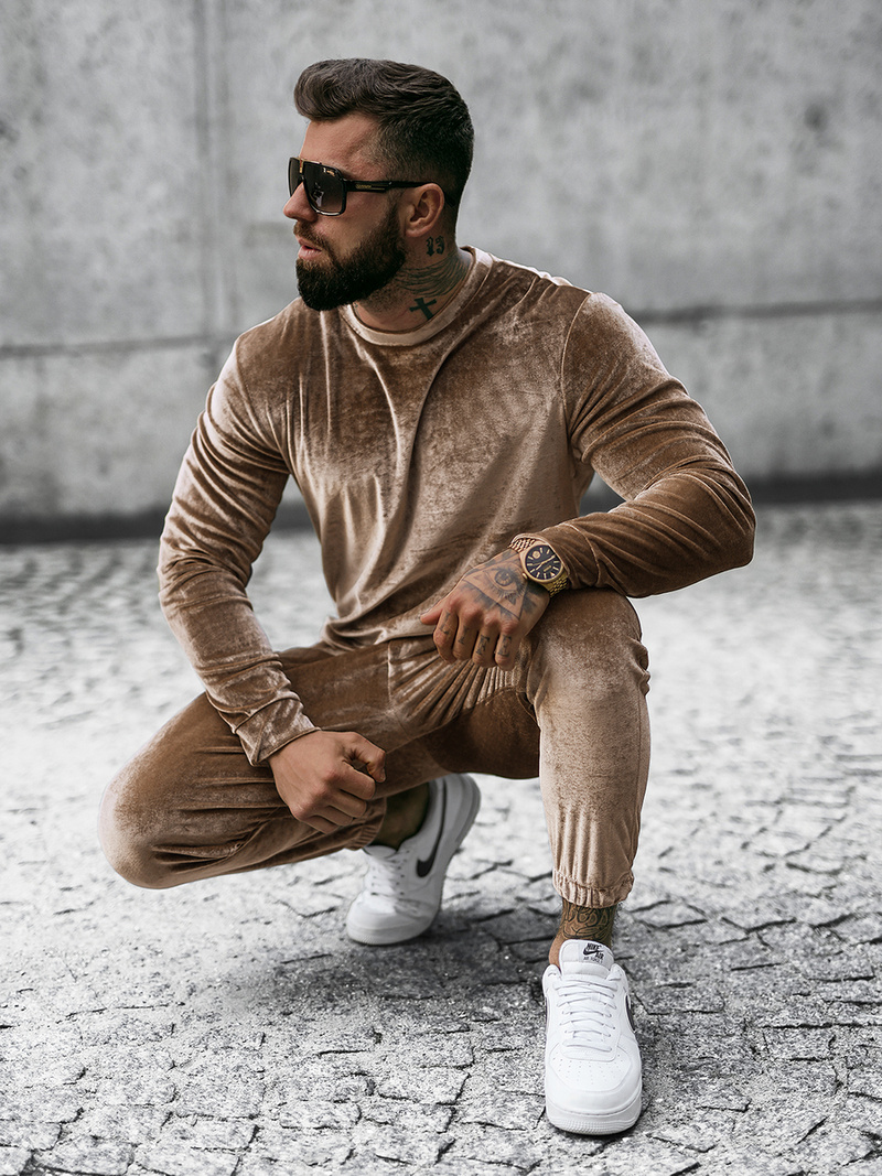 Chándal de hombre beige oscuro OZONEE O/D7516