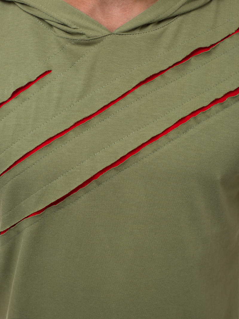 Camiseta de hombre rojo caqui OZONEE A/1185Z