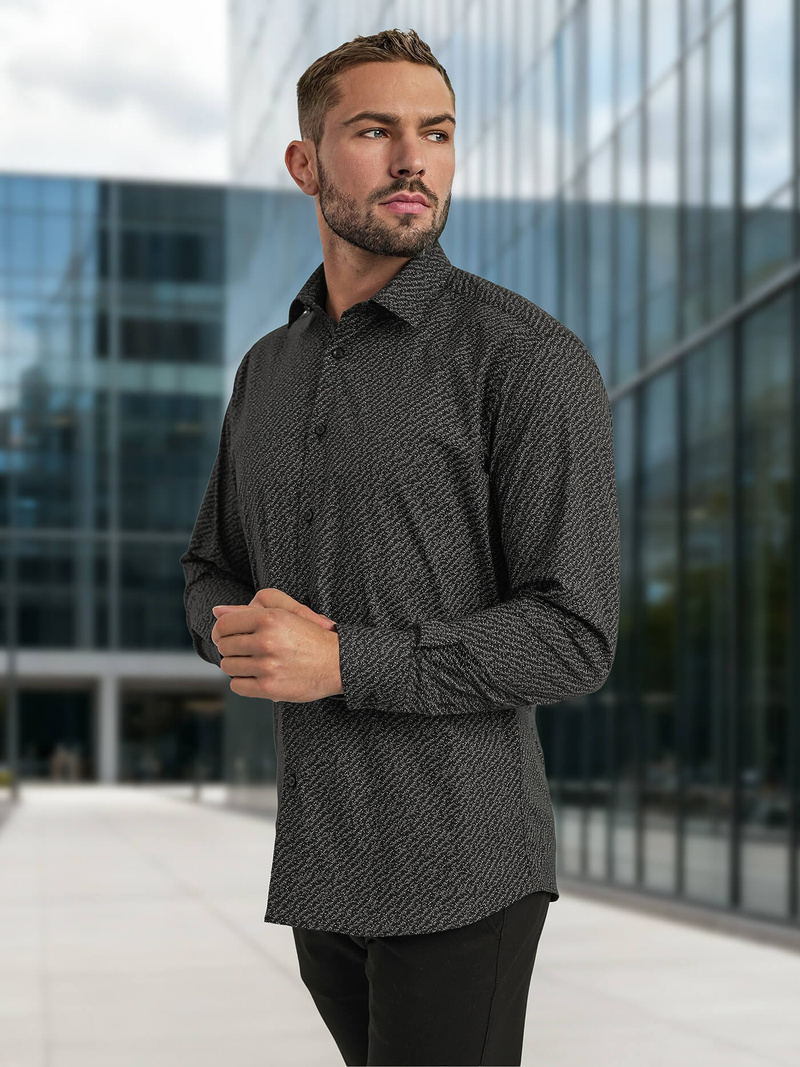 Camisa de hombre negra OZONEE V/V184