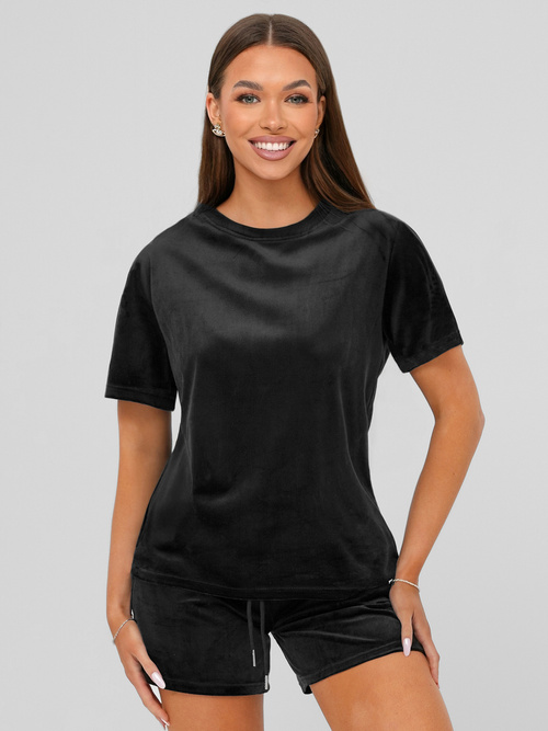 Chándal velour de mujer de negro OZONEE JS/35C1616/3