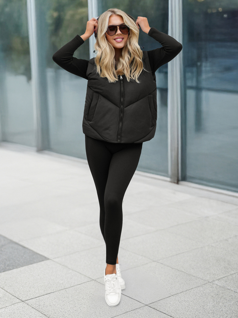 Chaleco de mujer negra OZONEE JS/16M9291/392