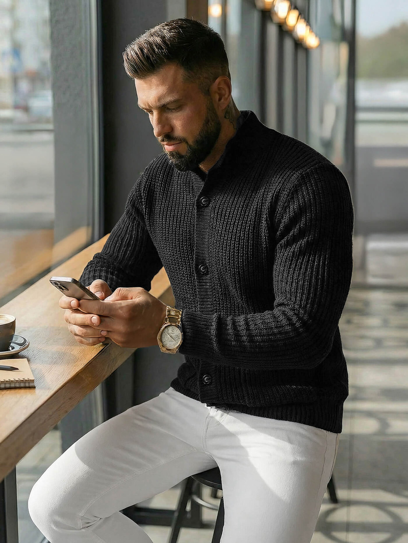 Jersey de hombre negro OZONEE NB/MM6020/4Z